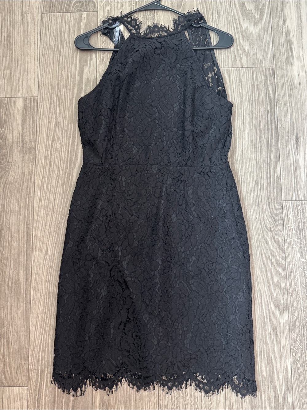 BB Dakota Black Lace Halter Midi Dress